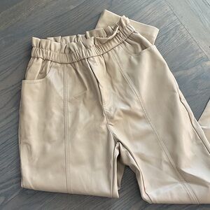 Elan Light Tan Faux Leather Pants